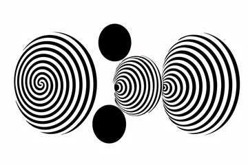 Mesmerizing black and white spirals creating an intriguing optical illusion and abstract art