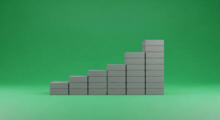 Gray blocks stacked in ascending order on green background