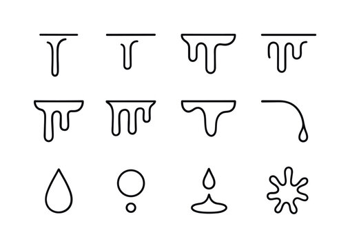 Paint Drip Icons. Paint drips. Line icon set of paint drips: lon