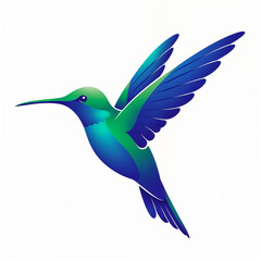 Obraz premium Flying Hummingbird Vector Illustration with Blue Green Gradient Wings 