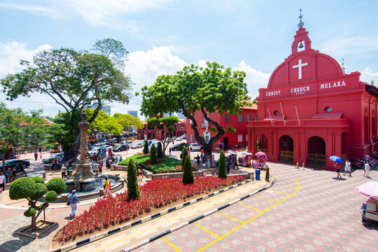 views of dutch church in malaca, malaysia.