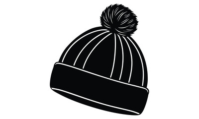Winter hat silhouette vector knit hat cold weather clothes hat