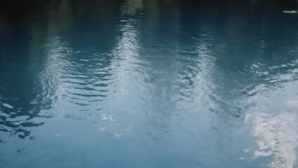 Water surface with ripples and reflections, tranquil and serene.