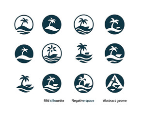 Island Tour Logos. Island Hopping Boat Tours. Icon set. Set Logo