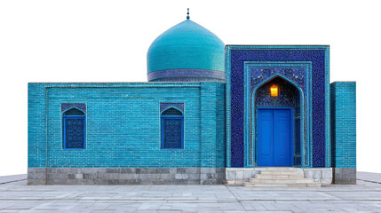 Blue mosque Islamic architecture turquoise dome mosaic tile arched entrance historic building Middle Eastern style religious site cultural heritage serene atmosphere. blue mosque features