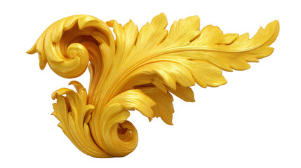 Ornate golden leaf baroque style decorative flourish intricate carving elegant detail luxury accent classic ornament vintage design artistic embellishment sophisticated touch