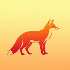 Fox Vector Illustration with Warm Gradient Sunset Background Style
