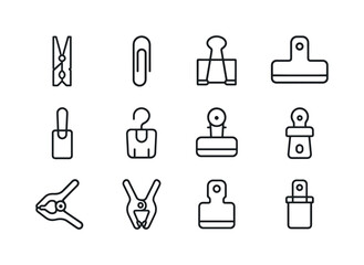 Household Clips Icons. Household Clips. Line icon set of Househo