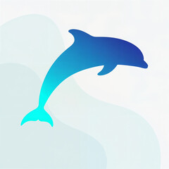 Fototapeta premium Swimming Dolphin Vector Illustration in Blue Gradient Minimal Style 