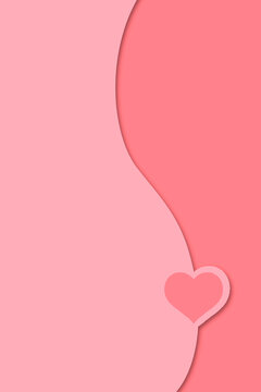 One heart flying on curve line with copy space and old rose pastel color background, Vertical illustration image for Love card or Valentine's Day concept