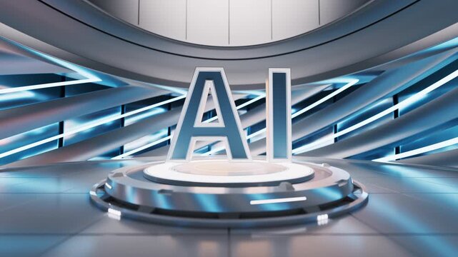 Font AI with futuristic background, 3d rendering.