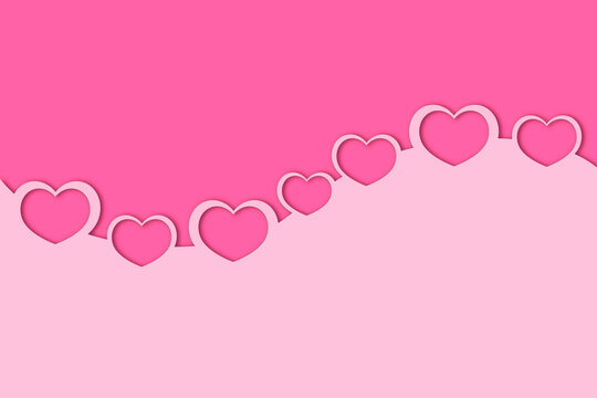 Flying pink hearts on pastel color background with copy sace, Illustration image for Love card or Valentine's Day concept