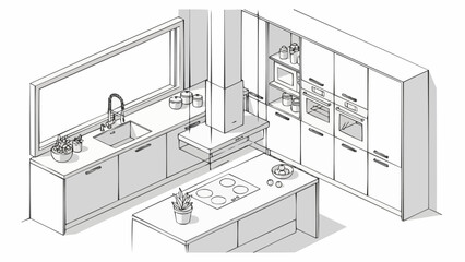 Modern Kitchen Design with Island and Sleek Cabinetry.