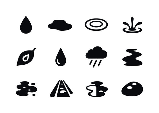 Rain Icon Set. Rain effects. Solid icon set of rain effects: rai