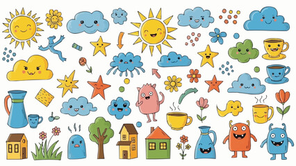 Cute Cartoon Characters and Elements Collection.