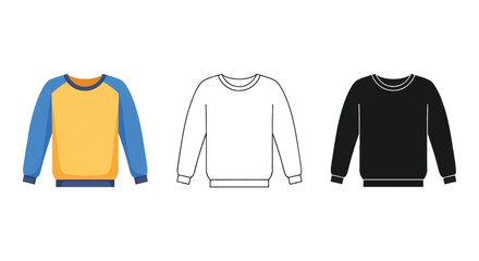 Three sweatshirt designs in various colors including a striking black silhouette © Bsicon02