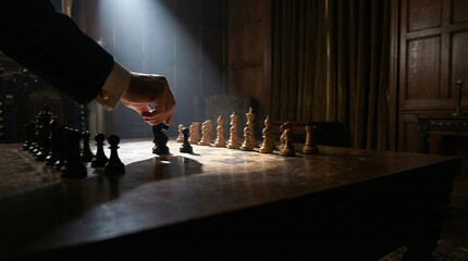 Business mentorship concept with chess pieces on table