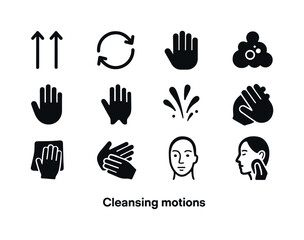 Obraz premium Cleansing Motion Icons. Cleansing motions. Solid icon set of cle