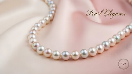 Obraz premium Luxury Pearl Necklace on Soft Fabric Background.