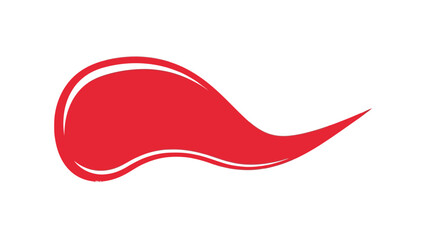 Obraz premium Red flowing shape with white outline against a white background