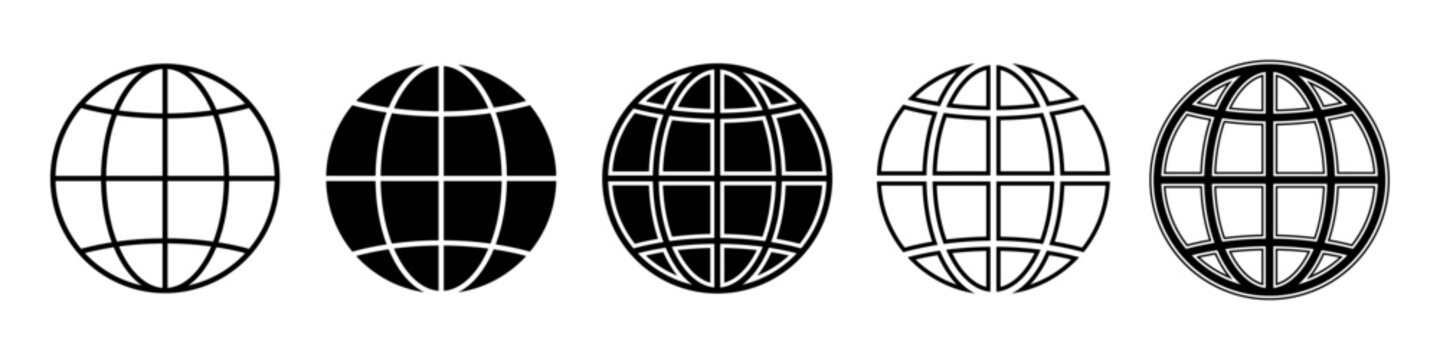 World globe icon set, earth planet symbol vector illustration