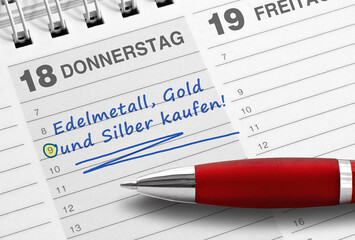Terminnotiz, Edelmetall, Gold und Silber kaufen.