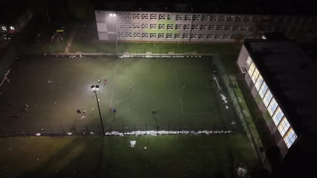 football pitch drone shot