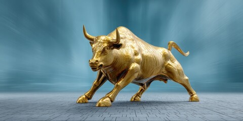 A striking image of a golden bull statue, symbolizing financial strength, market optimism, and bullish trends in the stock market.