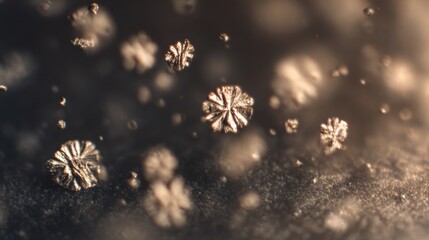 Focused medium shot capturing delicate chromium alloy microcasting on a microscopic scale revealing precise artistic metal craftsmanship.