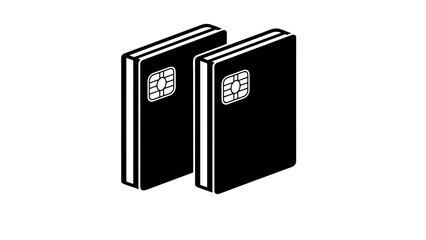Two black notebooks with chip symbols are shown side by side.