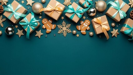 Festive christmas layout featuring adorned presents and delightful gingerbread figures