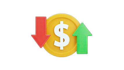 Dollar Coin with Arrows: Financial Growth and Decline © gio