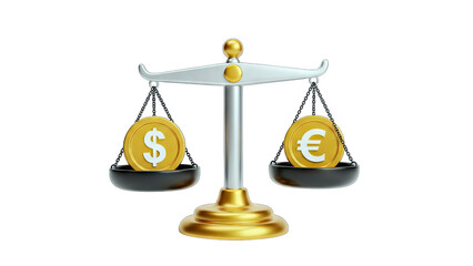 Dollar vs Euro on Scales: Financial Concept