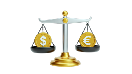 Dollar vs Euro on Scales: Financial Concept