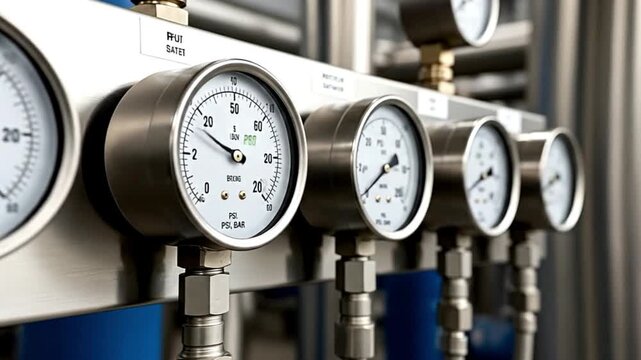 Pressure Gauges in Industrial Setting - Monitoring and Control.