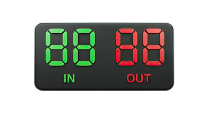 Digital Scoreboard Displaying Score - In and Out