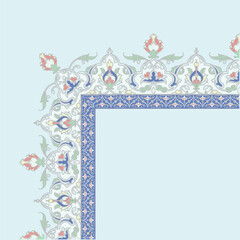 Mughal Wedding Textile design multicolored and traditional watercolor embroidery floral patterns luxury style border retro motif Mughal baroque print for women clothes shirt pant sleeve dupattas.