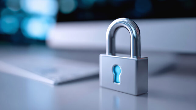 GDPR Privacy Protection Metaphor with Locked Data on Computer Interface - Powered by Adobe