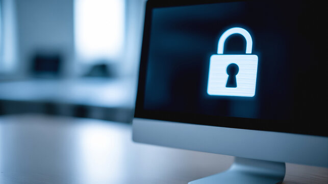 GDPR Personal Data Protection Interface with Lock Icon on Computer Screen - Powered by Adobe