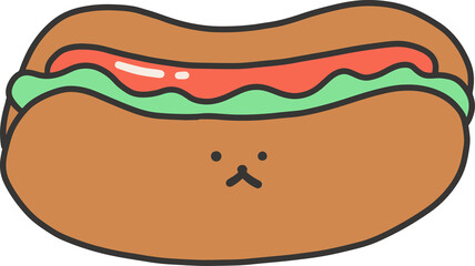 Cute Hotdog Doodle Illustration