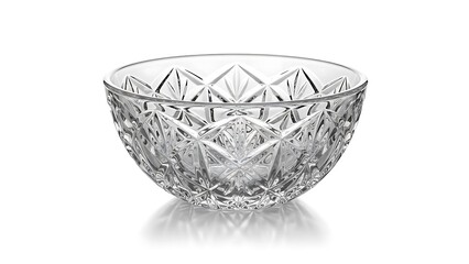 Obraz premium Cut crystal serving bowl isolated on a pure white studio background