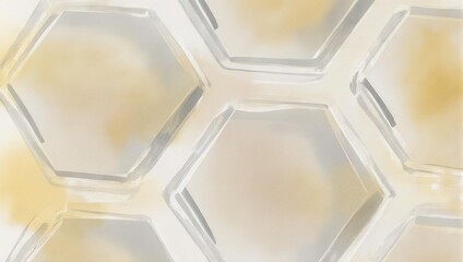 Abstract Hexagonal Pattern with Subtle Gold and White Tones.