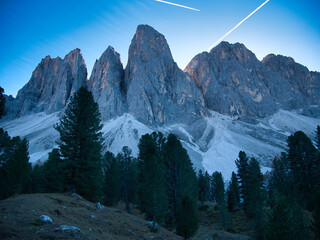 The Odle Group - a mountain range in the Dolomites. The most beautiful hike in the Puez-Odle, Nature Park. Dolomites, Italy