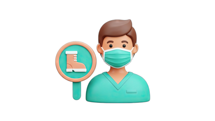 Doctor with Safety Boot Sign and Mask