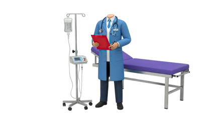 Doctor with IV Drip and Examination Table