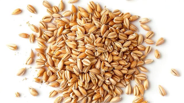 Video A stack of barley seeds arranged neatly on a white surface
