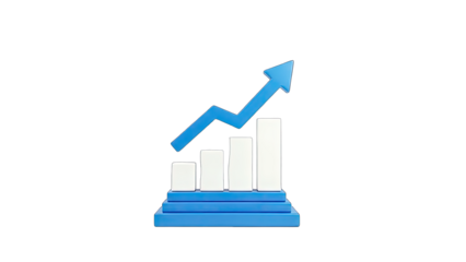 Business Growth Chart Rising Upwards on White Background