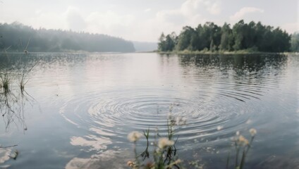 Serene Lake Ripples - A Tranquil Reflection of Natures Beauty.