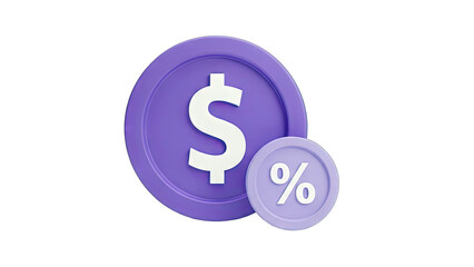 Fototapeta premium Dollar Coin and Percentage Symbol: Finance Concept