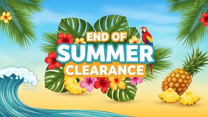 Tropical End of Summer Clearance Sale Banner.